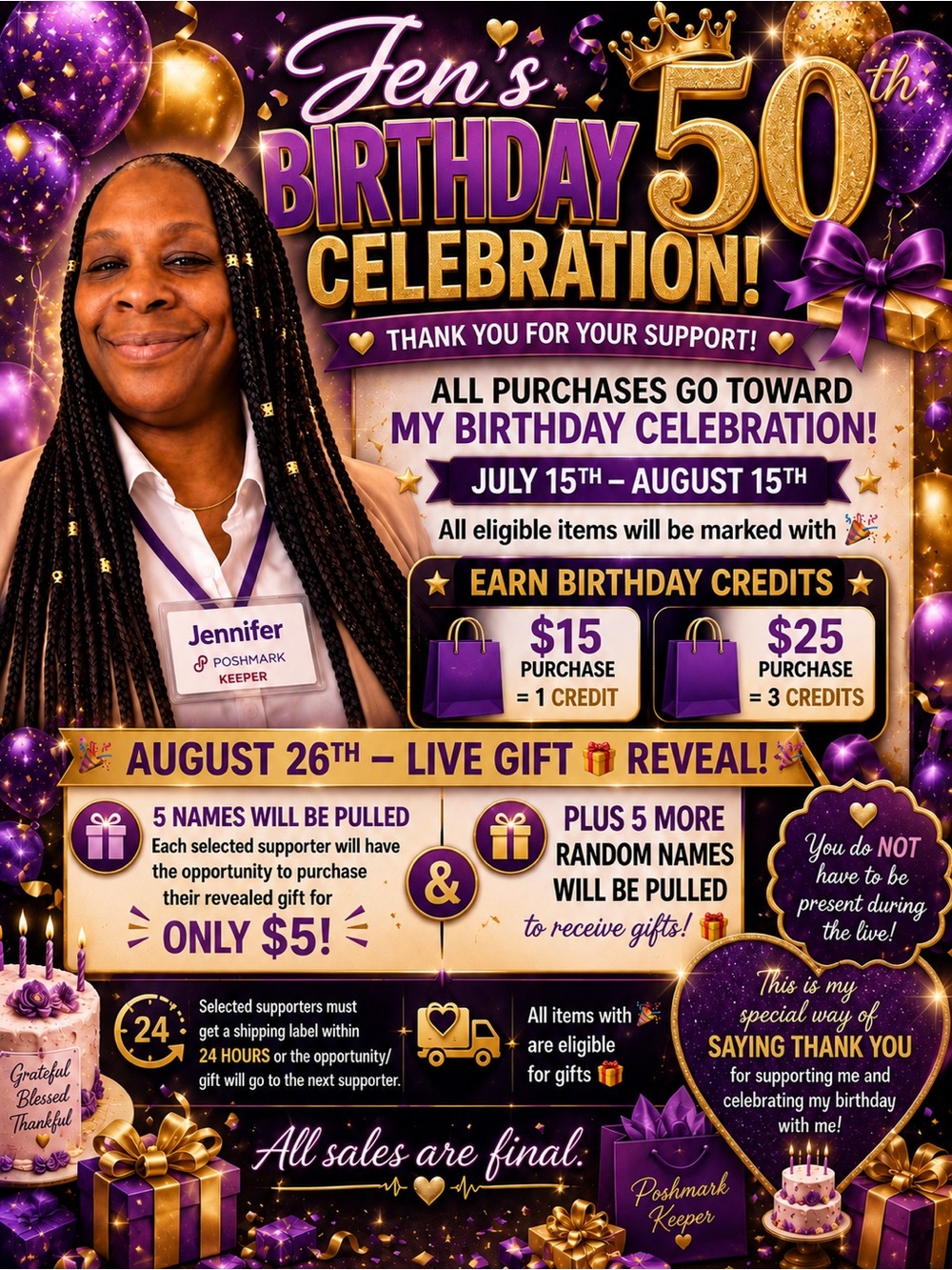 Birthday Celebration look 👀 for items with 🎉 to receive credit details in flyer
